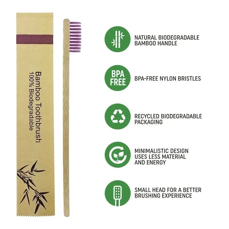 10 Pack of Eco Friendly Bamboo Toothbrushes - Alumis