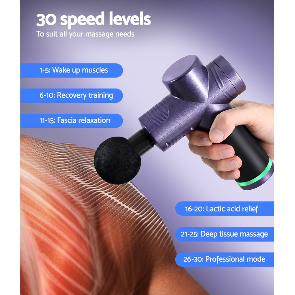 Everfit 30 Speed Massage Gun - Purple - Alumis