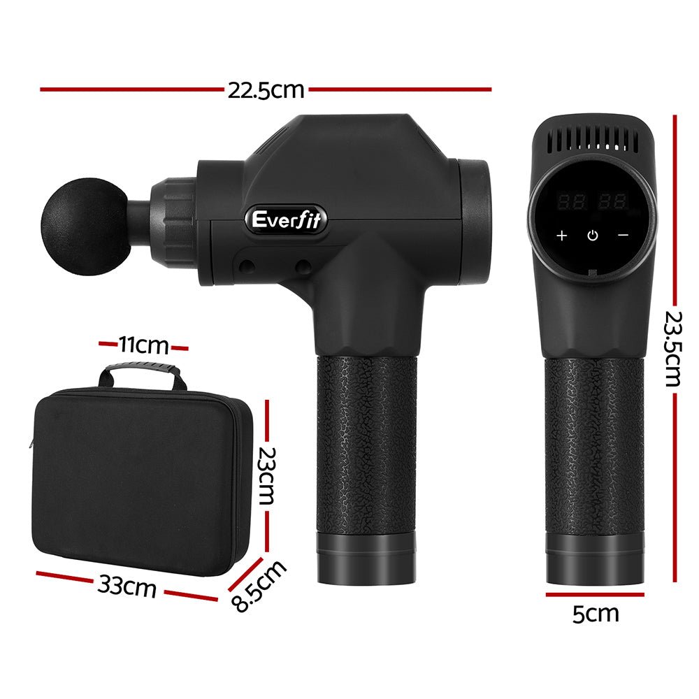 Everfit Massage Gun 30 Speed 8 Heads Chargeable Black - Alumis