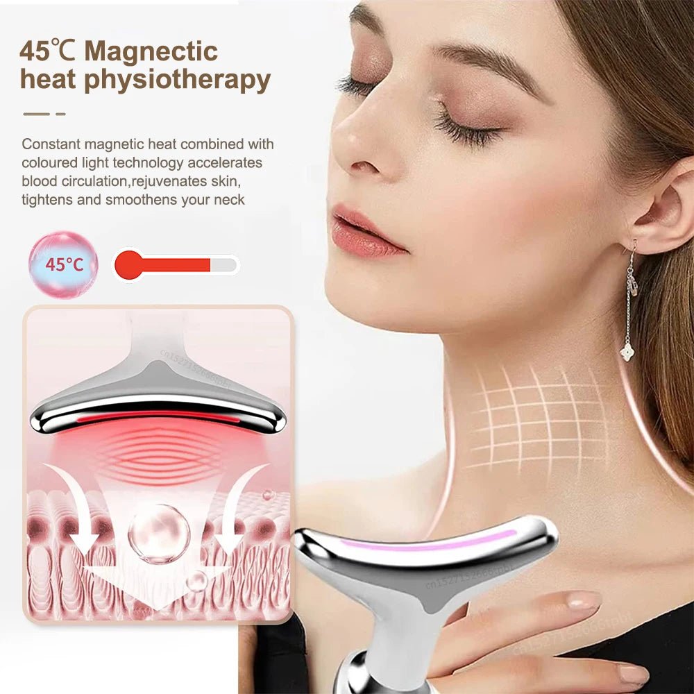 Neck & Face Lifting Massager With 3 Colour Light Therapy & Face Steamer - Alumis