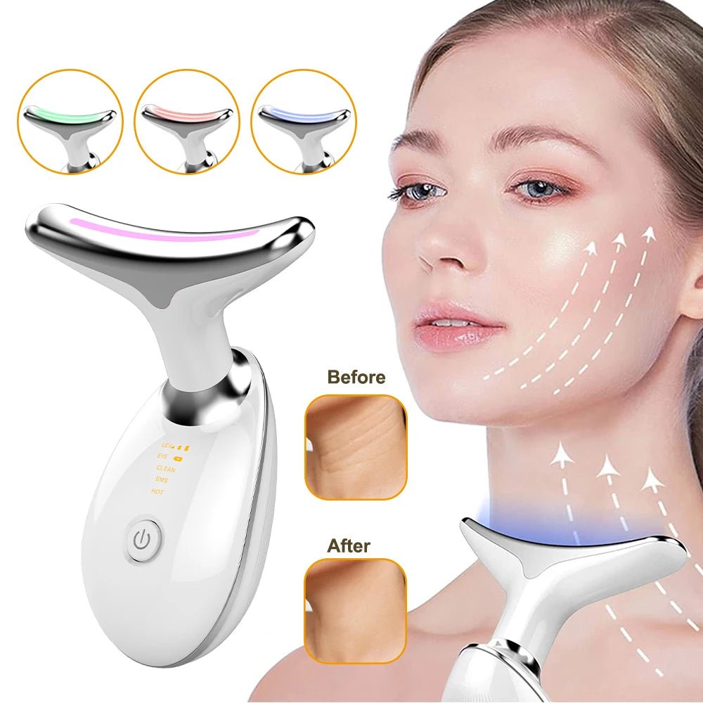 Neck & Face Lifting Massager With 3 Colour Light Therapy & Face Steamer - Alumis