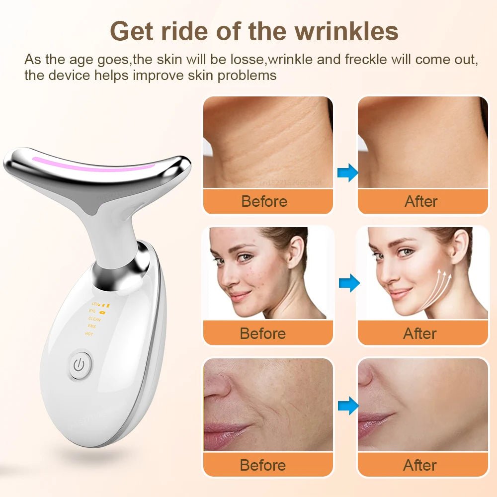 Neck & Face Lifting Massager With 3 Colour Light Therapy & Face Steamer - Alumis