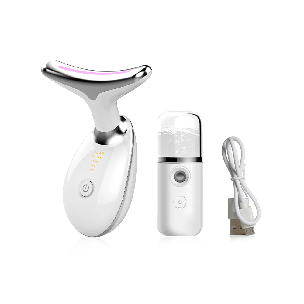 Neck & Face Lifting Massager With 3 Colour Light Therapy & Face Steamer - Alumis