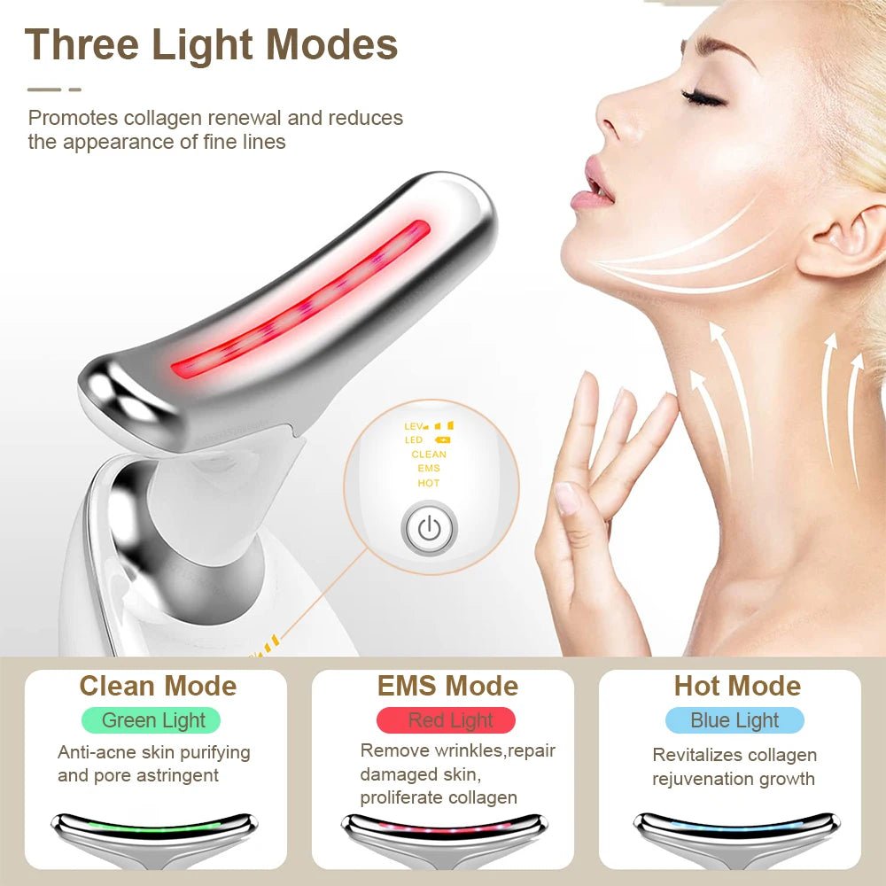 Neck & Face Lifting Massager With 3 Colour Light Therapy & Face Steamer - Alumis