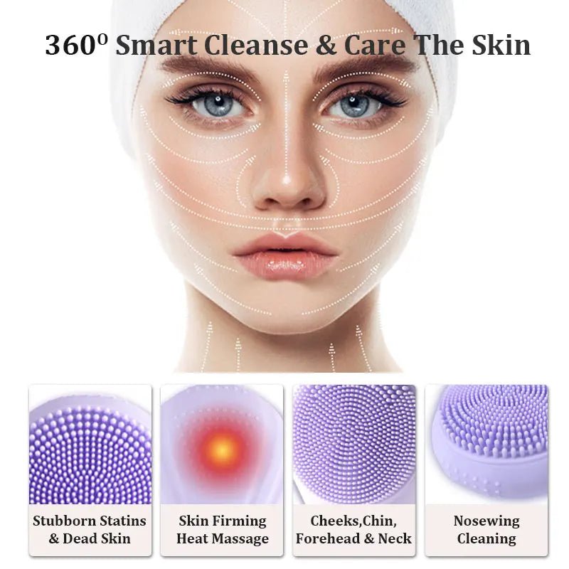 Sonic Waterproof Facial Cleansing Brush - Exfoliating Electric Face Scrubber - Alumis