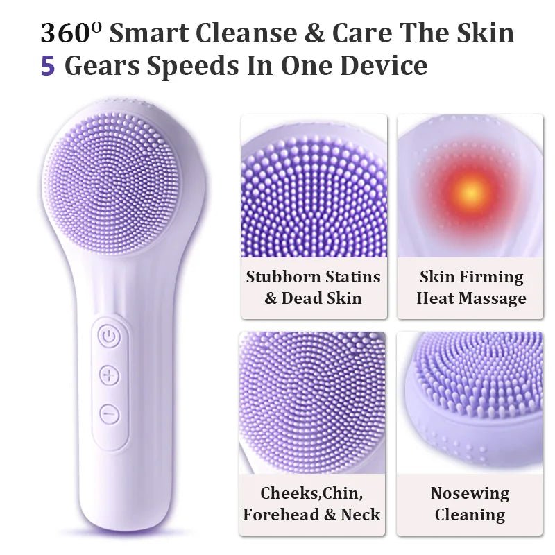 Sonic Waterproof Facial Cleansing Brush - Exfoliating Electric Face Scrubber - Alumis